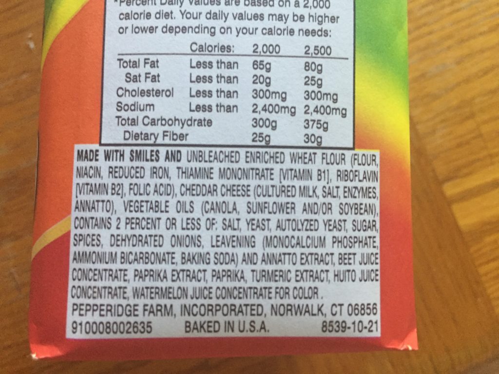 goldfish-ingredients-label