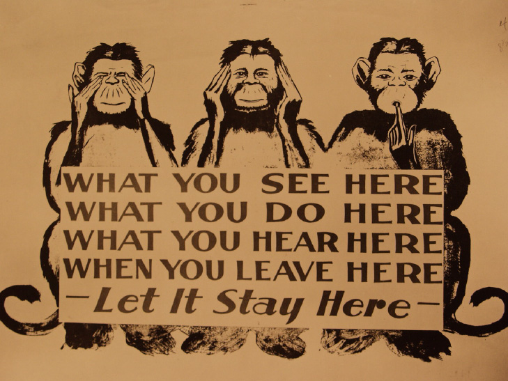 Billboard with 3 monkeys urging silence 1943 (OR)_0